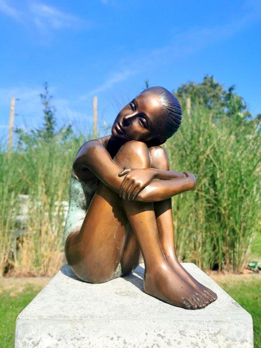 Beeldje, Daydreaming girl - 29 cm - Brons, Antiek en Kunst, Curiosa en Brocante