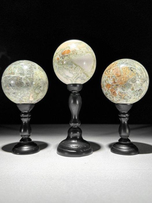 Geen minimumprijs - Prachtige set van 3 onyx Sferen op, Antiquités & Art, Art | Objets design