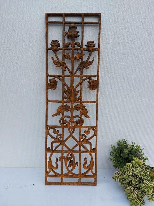lourde grille de porte à décor floral (1) - métal coulé, Antiek en Kunst, Curiosa en Brocante