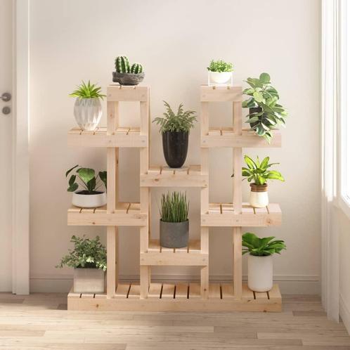vidaXL Plantenstandaard 104,5x25x109,5 cm massief grenenhout, Tuin en Terras, Bloembakken en Plantenbakken, Nieuw, Verzenden