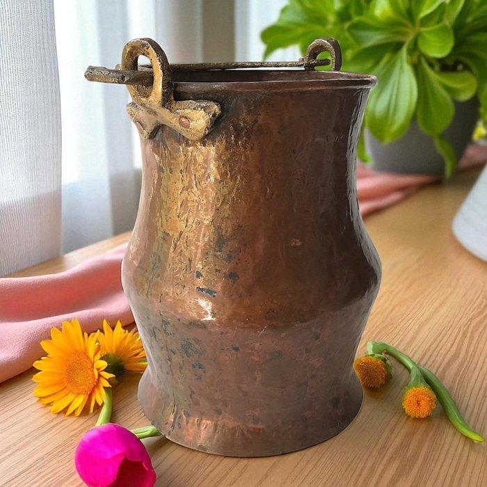 Emmer - koper - 19e smeedkoperen pot, Antiquités & Art, Curiosités & Brocante