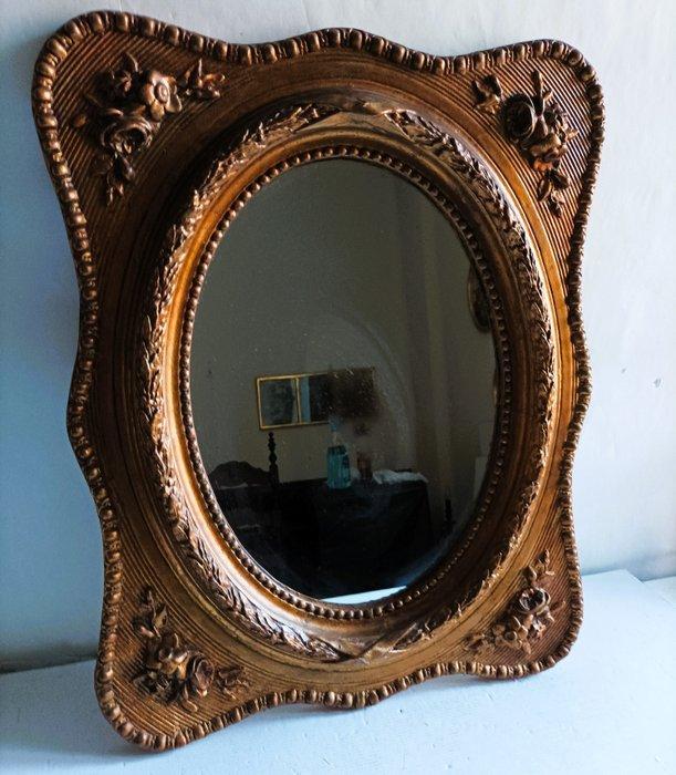 Spiegel - Hout en glas - Houten gesneden lijst., Antiquités & Art, Art | Objets design