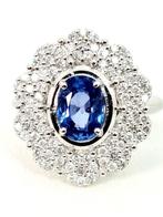 Ring - 18 karaat Witgoud Saffier - Sri Lanka - Diamant