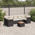 vidaXL 8-delige Loungeset met kussens poly rattan zwart, Tuin en Terras, Verzenden, Nieuw, Loungeset