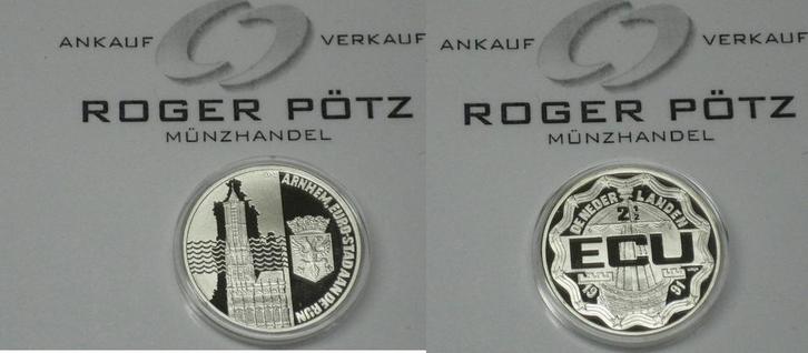 2,5 Ecu 1991 Nederland Stadt Arnheim zilver Pp selten zilver, Postzegels en Munten, Munten | Europa | Niet-Euromunten, België
