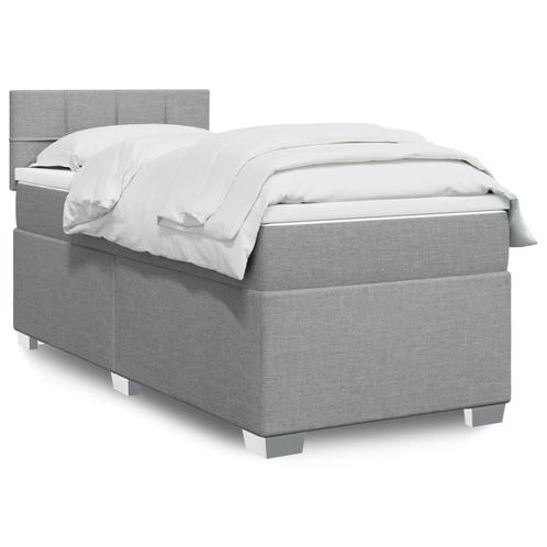 vidaXL Boxspring met matras stof lichtgrijs 90x200 cm, Huis en Inrichting, Slaapkamer | Bedden, Nieuw, Verzenden
