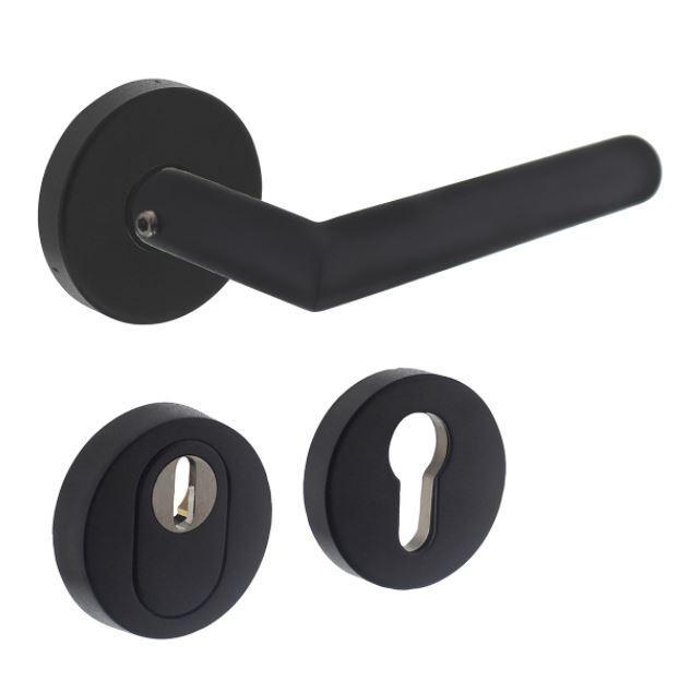 Intersteel SKG3 Veiligheid achterdeur set Jura zwart, Doe-het-zelf en Bouw, Hang- en Sluitwerk, Klink of Kruk, Nieuw, Overige materialen