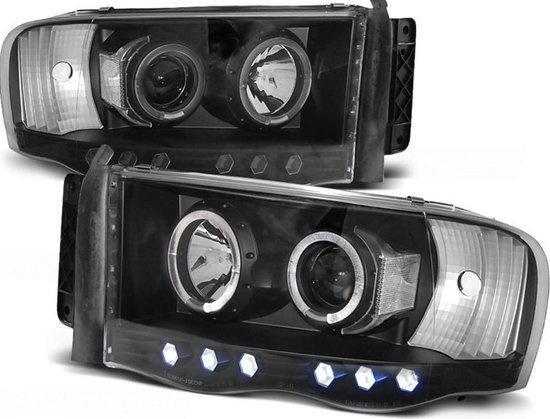Koplampen dual halo rims DODGE RAM 02-06 ANGEL EYES ZWART, Auto-onderdelen, Verlichting, Nieuw, Ophalen of Verzenden