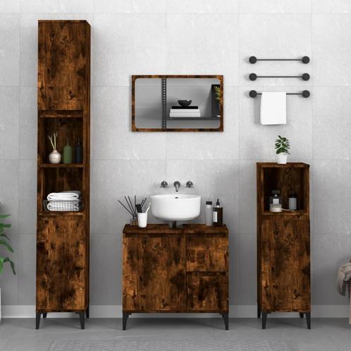 vidaXL Badkamerkast 30x30x100 cm bewerkt hout gerookt, Maison & Meubles, Salle de bain | Meubles de Salle de bain, Envoi