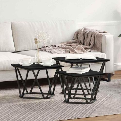 vidaXL Salontafel 3 pcs Zwart eiken 50 x 50 x 40 cm, Huis en Inrichting, Tafels | Salontafels, Nieuw, Verzenden