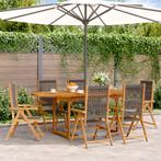 vidaXL 7-delige Tuinset polypropeen en massief hout grijs, Verzenden, Nieuw, Tuinset