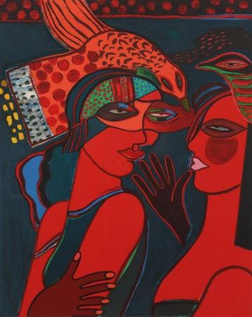 Corneille (1922-2010) - Two masked women