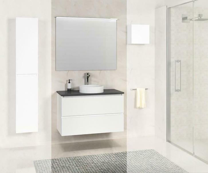 Bologna badmeubel 80cm matwit+stenen blad, Huis en Inrichting, Badkamer | Badkamermeubels, Ophalen of Verzenden