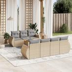 vidaXL 8-delige Loungeset met kussens poly rattan beige, Verzenden, Nieuw, Loungeset