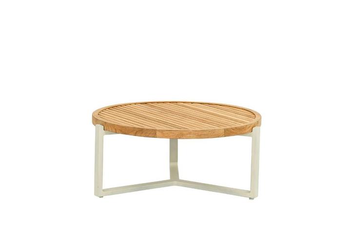 Apple Bee Monaco loungetafel Oyster met rond teak blad Ø 75, Tuin en Terras, Tuinsets en Loungesets