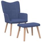 vidaXL Chaise de relaxation avec tabouret Bleu Tissu, Neuf, Verzenden