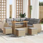 vidaXL Tuinbank Set 9 pcs Beige poly rattan, Tuin en Terras, Tuinsets en Loungesets, Verzenden, Nieuw