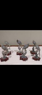Groep van 6 gesculpteerde vogeltjes - Steen - China - 20e