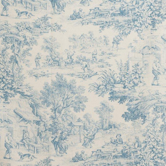 Prachtige Toile de Jouy blauw - Textiel - 250 cm - 280 cm, Antiek en Kunst, Antiek | Tapijten, Tafelkleden en Textiel