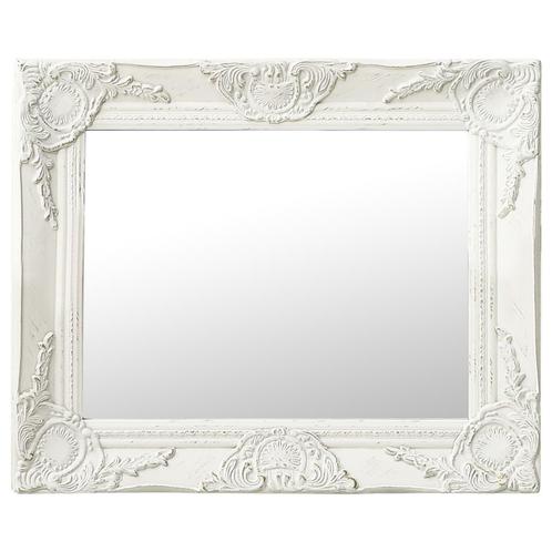 vidaXL Miroir mural style baroque 50x40 cm Blanc, Maison & Meubles, Accessoires pour la Maison | Miroirs, Neuf, Envoi