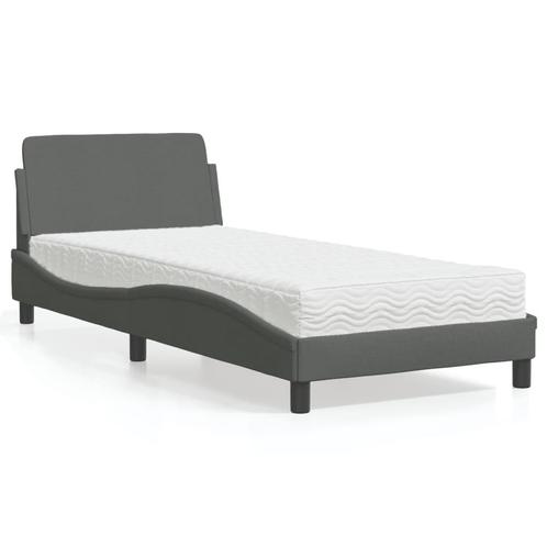 vidaXL Lit avec matelas gris foncé 80x200 cm tissu, Maison & Meubles, Chambre à coucher | Lits, Neuf, Envoi