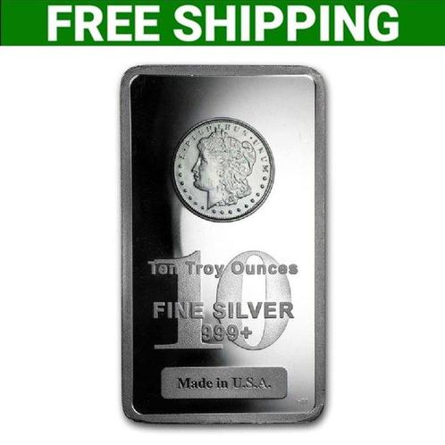 10 Onces troy - Argent .999 - 10 oz Morgan Dollar 999 Fine, Postzegels en Munten, Edelmetalen en Baren