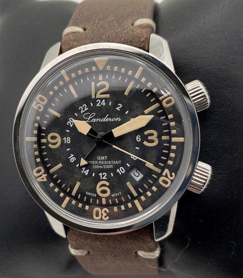 Landeron Compressor GMT - Bel - Heren - 2020+, Handtassen en Accessoires, Horloges | Heren