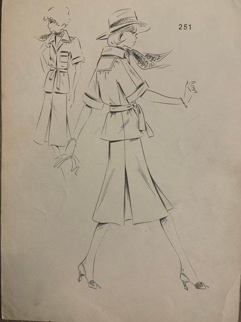 Balmain Pierre - 1 x bozzetto moda + 8 x stampe moda, Antiek en Kunst, Kunst | Designobjecten