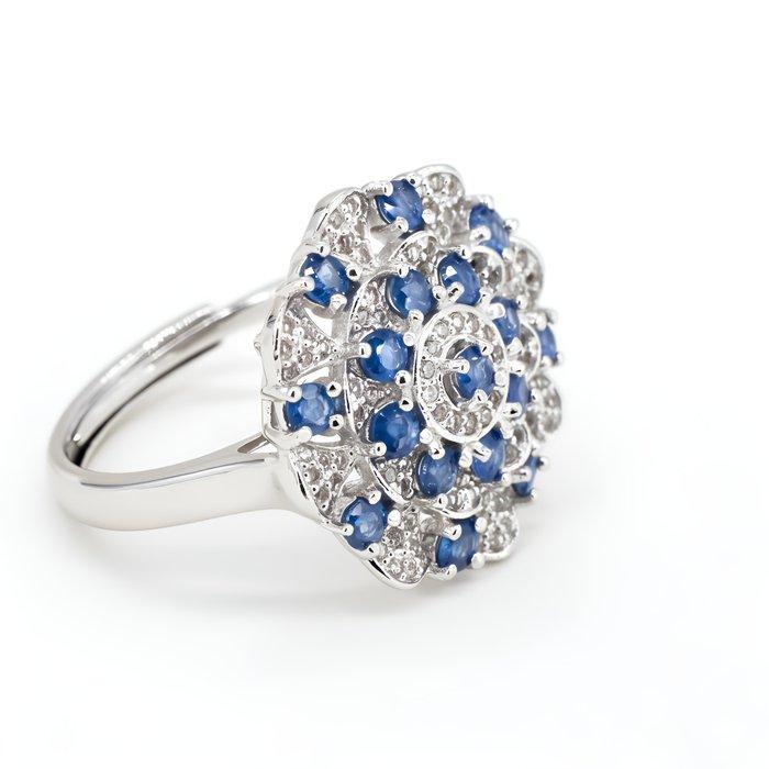 Zonder minimumprijs - Ring Verguld Saffier - Topaas - 18kt, Handtassen en Accessoires, Ringen