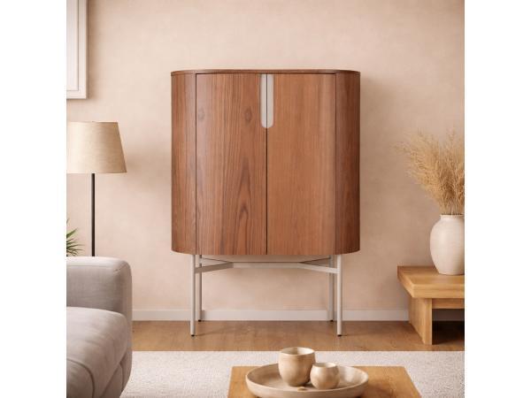 Veiling - Wandkast Walnoot - 130cm - Notenhout bruin - Creme, Huis en Inrichting, Kasten | Wandmeubels, Nieuw