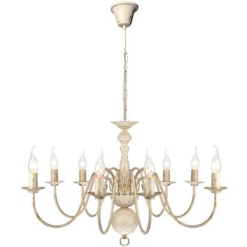 vidaXL Kroonluchter wit metaal 8 x E14 lampen, Verzenden