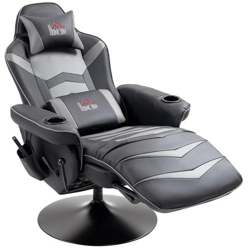 Gamestoel - Massagefunctie - Verstelbare rugleuning - Grijs, Huis en Inrichting, Fauteuils, Nieuw, Stof, Ophalen of Verzenden