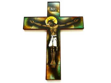 Croix (2) - Opaline - 1940-1950 - Crucifix image de croix