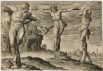 Jan Collaert I (c. 1525–1580) - Christ on the cross between, Antiek en Kunst