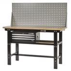 Werkbank zwart 150 cm met hardhouten blad + gereedschapskist, Doe-het-zelf en Bouw, Ophalen of Verzenden, Nieuw