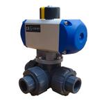 G1 Pouce T-Usinage Vanne À Boule Pneumatique 3 Voies PVC, Verzenden