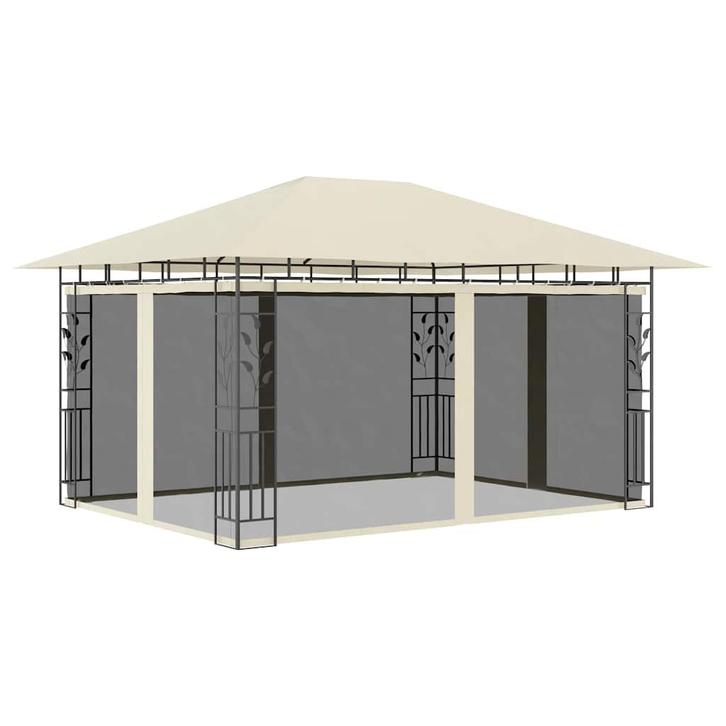 vidaXL Prieel met klamboe 180 g/m² 4x3x2,73 m crème, Tuin en Terras, Partytenten, Nieuw, Verzenden