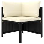 vidaXL Hoekbank sectioneel met kussens poly rattan zwart, Verzenden, Nieuw
