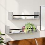 vidaXL Wandschappen met stangen 2 st 60x16x14 cm grijs, Huis en Inrichting, Verzenden, Nieuw
