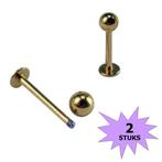 Fako Bijoux® - Labret Piercing - 3mm - Kort - Goudkleurig -, Nieuw, Verzenden