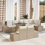 vidaXL Tuinbank Set met opslag 9 pcs Beige Poly rattan, Tuin en Terras, Verzenden, Nieuw