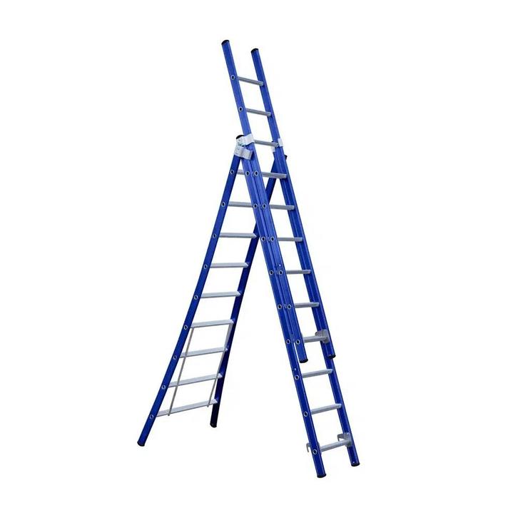 Eurostairs Reform ladder 3 delig BLAUW gecoat, Doe-het-zelf en Bouw, Ladders en Trappen, Nieuw, Verzenden