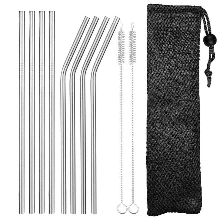 Fako Bijoux - RVS Rietjes Set -  8 Herbruikbare Rietjes - 4, Maison & Meubles, Cuisine | Couverts, Envoi