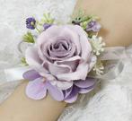 Luxe polscorsage, corsage van zijderozen lila 03 met