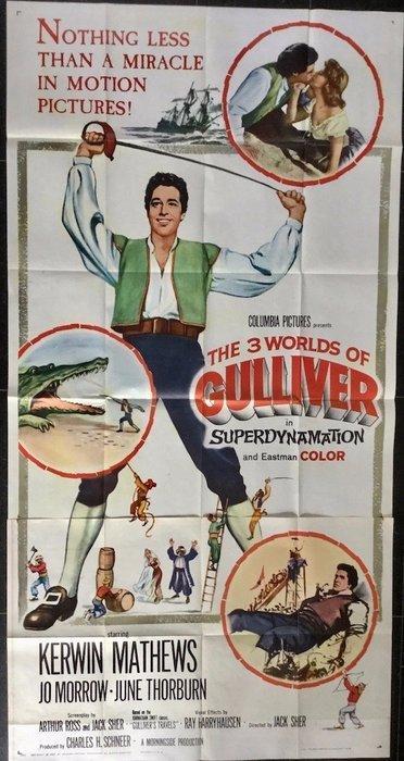 The Three Worlds of Gulliver (1960) - U.S. three sheets, Verzamelen, Film en Tv