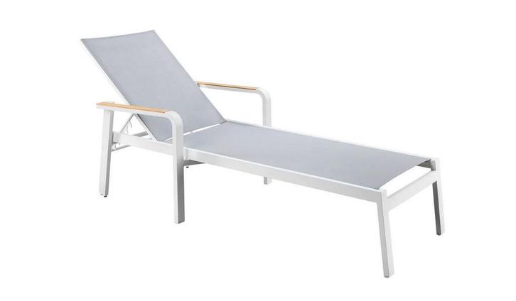 Suns Tutti ligbed matt white/light grey met teak, Tuin en Terras, Tuinsets en Loungesets