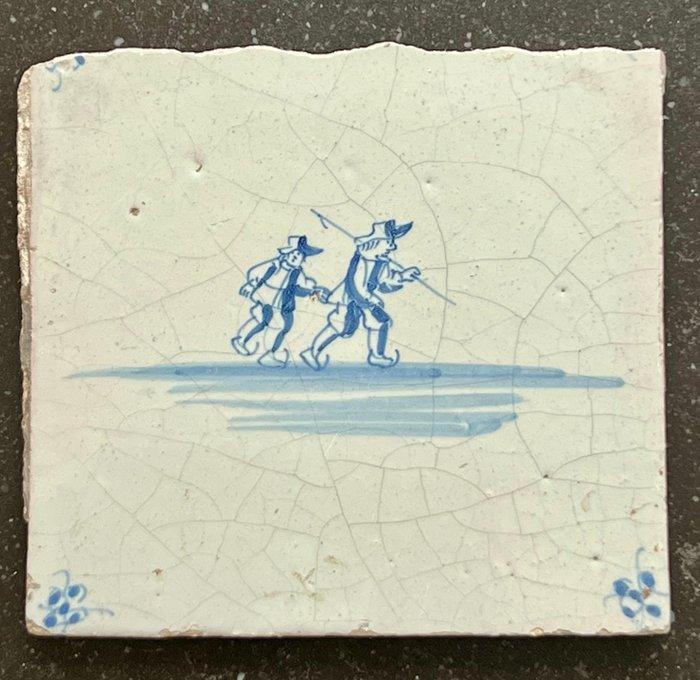 Renaissance Carreau (2) - Patineurs - Antique - 1700-1750 -, Antiek en Kunst, Antiek | Glaswerk en Kristal