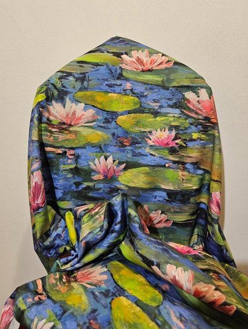 Claude Monets weefsel Le Ninfee op geverfd doek,, Antiek en Kunst, Antiek | Tapijten, Tafelkleden en Textiel