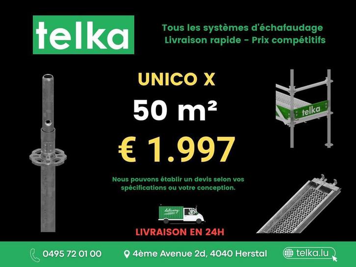 ÉCHAFAUDAGE MULTIDIRECTIONNEL – 50m² COMPLET - HERSTAL, Bricolage & Construction, Échafaudages, 5 mètres de hauteur ou plus, Échafaudage de façade