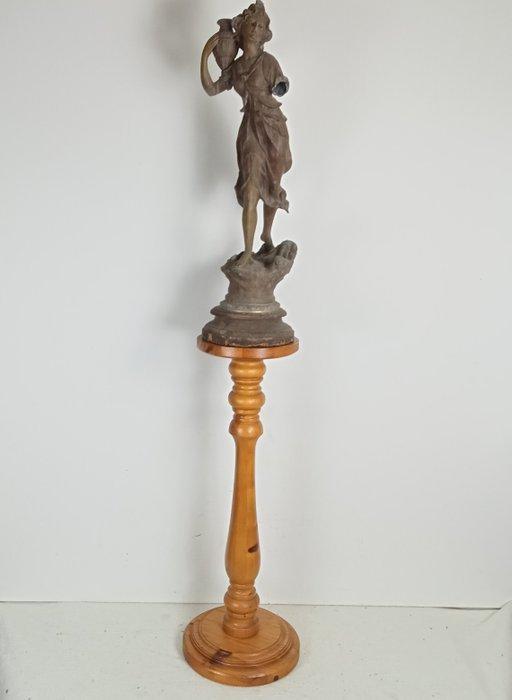 Plantentafel - Zwaar uitgevoerd - Grenen - Piëdestal /, Antiek en Kunst, Curiosa en Brocante